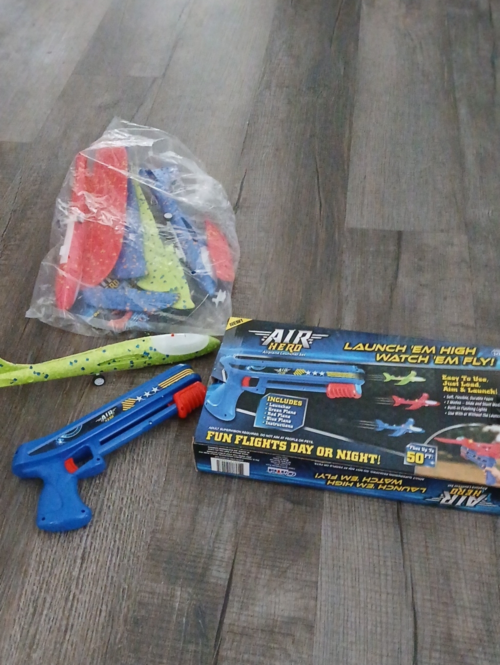 Foam Plane Launcher Toy - Blue and Green